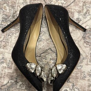 Jimmy Choo Black Heels with Crystal Embellishments